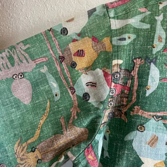 Reyn Spooner Hawaiian Reverse Print Lawai’a Fisherman Green Aloha Shirt M - Picture 4 of 9